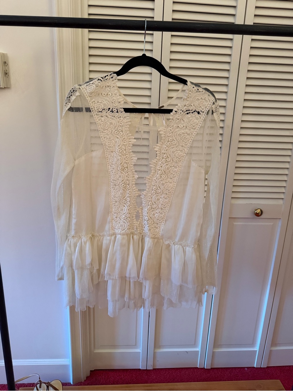 Free People Ivory Sheer Lace Tunic Top